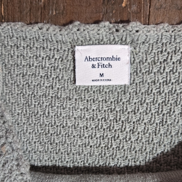 Abercrombie & Fitch Medium Sage Green Knit Camisole Crochet Boho Hippie Y2k - Picture 3 of 4